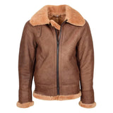 Mens Vintage Sheepskin Aviator B3 Jacket Felix Tan