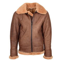 Mens Vintage Sheepskin Aviator B3 Jacket Felix Tan