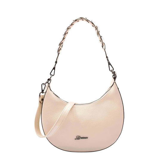 Womens Leather Twist Handle Strap Zip Cross Body Bag SARAH Off White