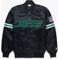 Men NY Jets NFL Black Satin Bomber Style Letterman Embroidered Varsity Jackets