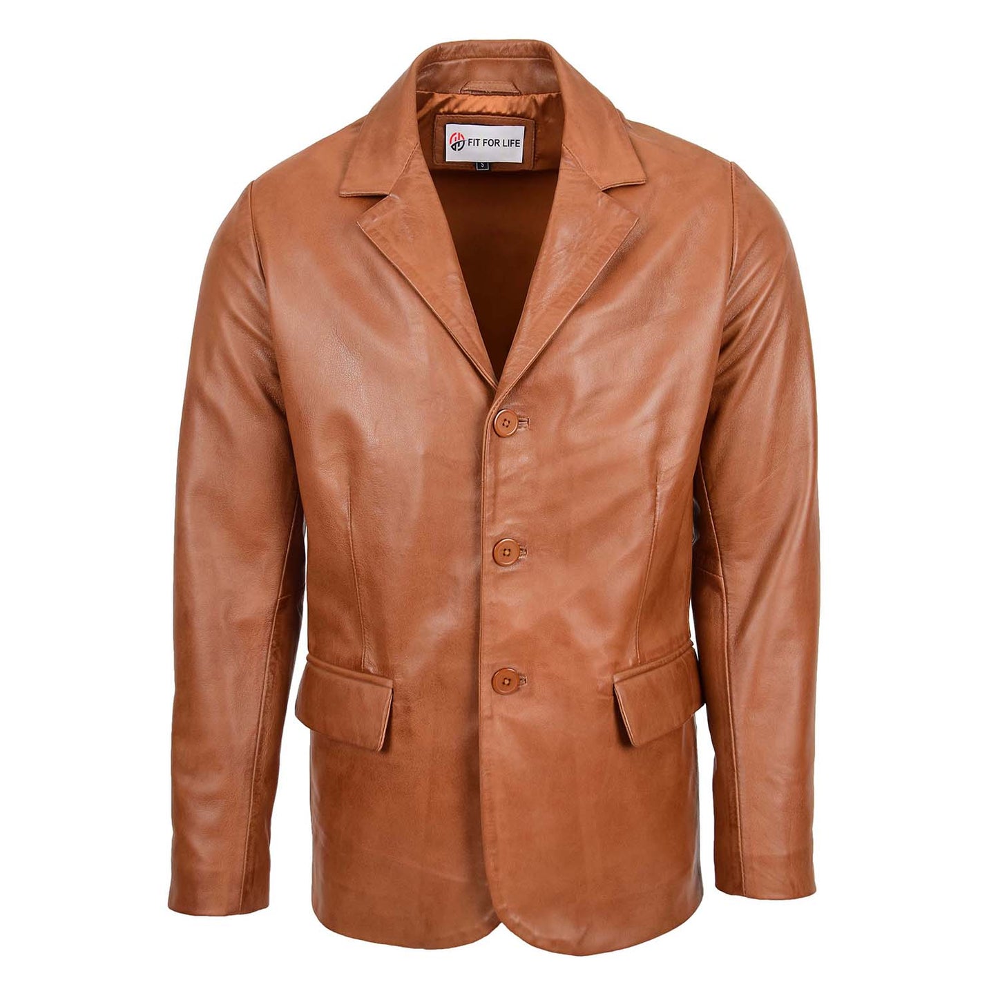 Mens Classic Three Button Soft Leather Blazer David Tan