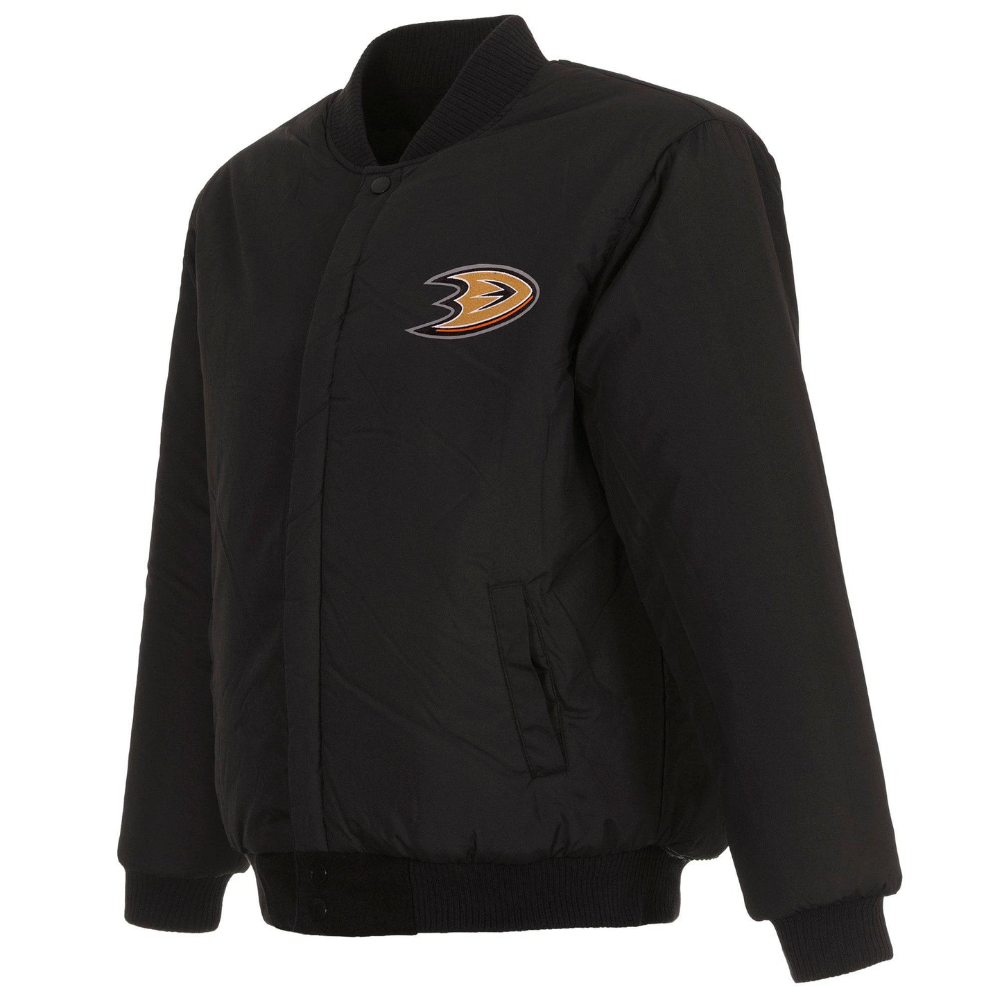 Anaheim Ducks JH Design Reversible Wool Jacket Embroidered Logos - Black