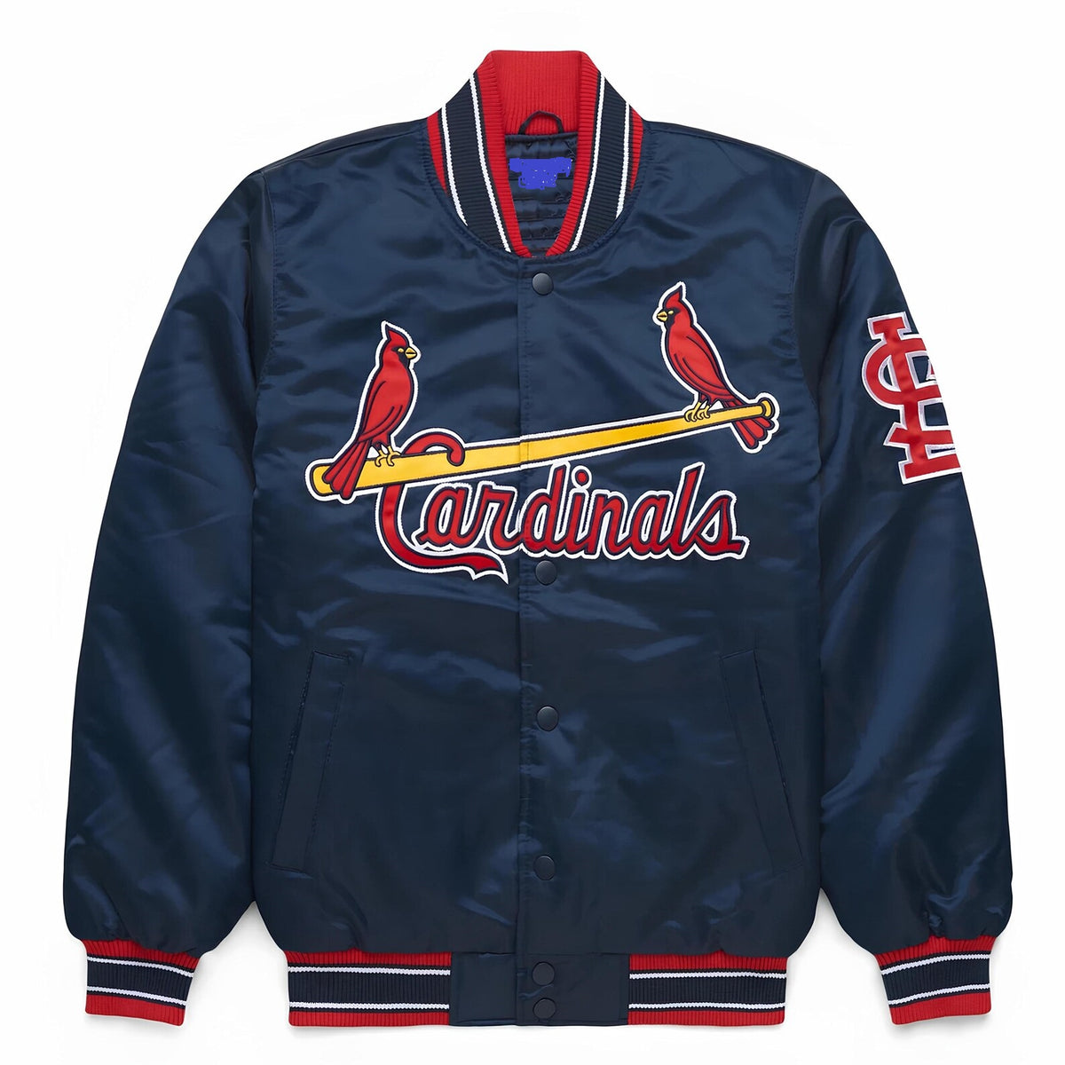 MLB St. Louis Cardinals Varsity Jacket Satin Baseball Jackets Team Varsity Jackets Letterman- Navy Blue