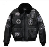 Avirex Black G-1 Bomber men’s Leather Jacket-Black