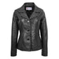 Womens Classic Three Button Leather Blazer Ruth Black