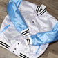 Satin jacket Carolina Blue Arms White Body and Varsity Jacket with Ribbed Cuffs, Interior Zipper, and Starter Sport Jackets