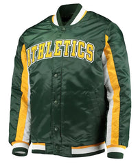MLB Oakland Athletics Varsity baseball Satin Jacket-Green