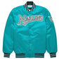 MLB Miami Marlins Varsity Jacket Turquoise Satin Jacket Letterman Jacket Baseball Jackets