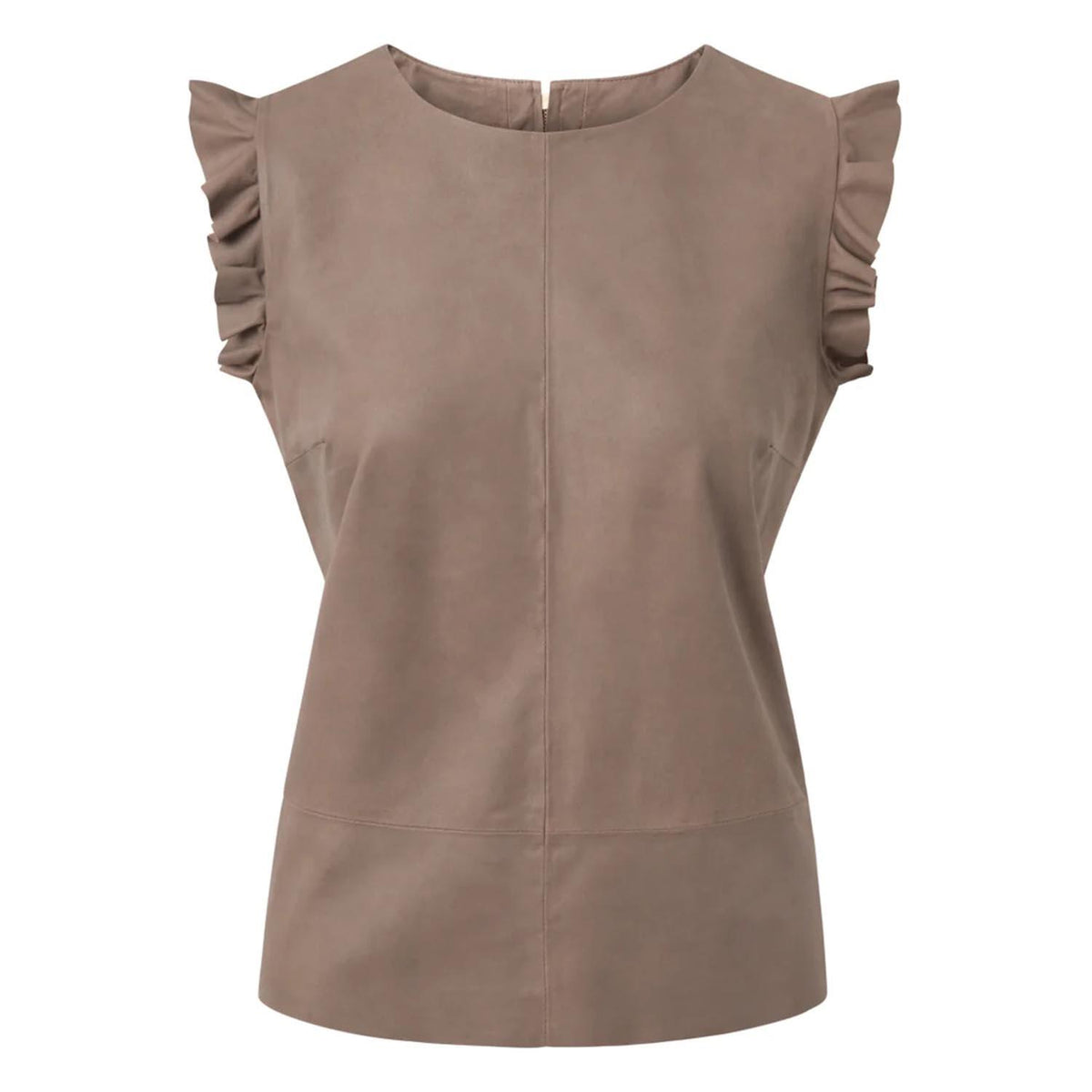 Factory Price Leather Women’s Top in Soft Quality Mud Grey