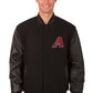 Arizona Diamondbacks Leather & Wool Reversible Jacket w/ Embroidered Logos - Black