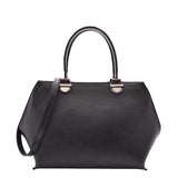 Womens Leather Classic Zip Opening Large Shoulder Bag MARY Black