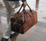 Personalized Full Grain Leather Duffle Bag