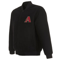 Arizona Diamondbacks Reversible Wool Jacket With Embroidered Logo- JH Design - Black