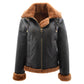 Womens Sheepskin B3 Detachable Hoodie Leather Jacket Naomi Brown Ginger Fur