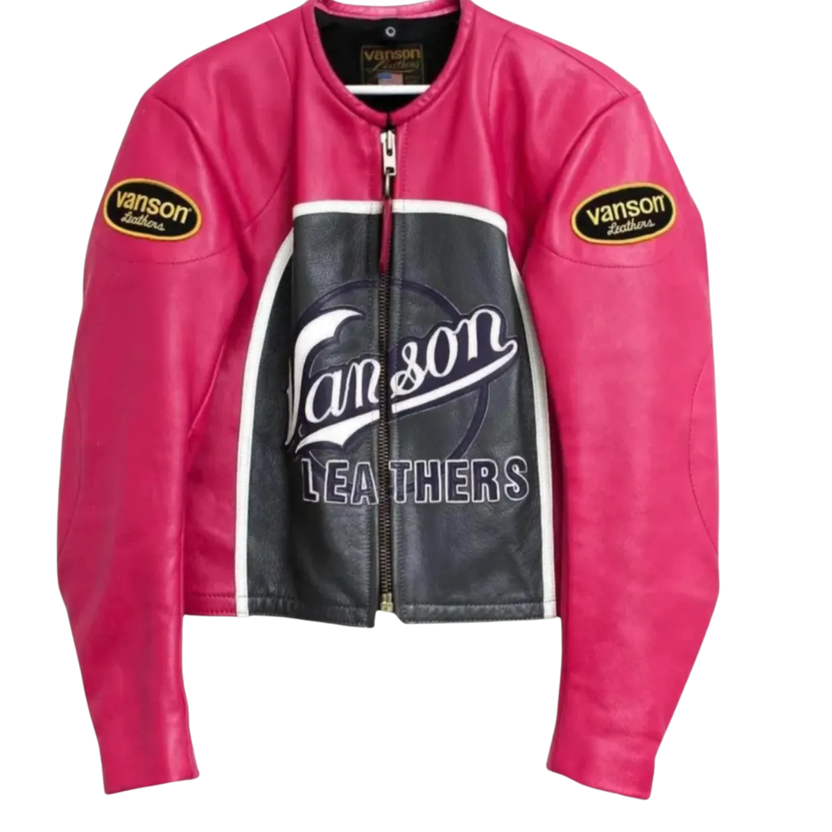 Genuine Cowhide Vanson Performance Pink Motorbike Leather Jacket for Women
