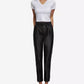 Womens Black High Waist Leather Pants - Superior Quality Design
