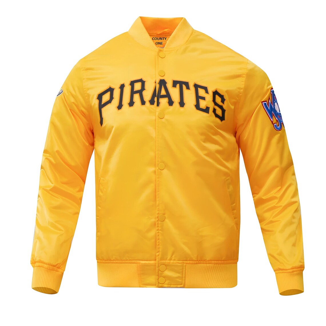 MLB Pittsburgh Pirates Varsity Jacket Golden Satin Baseball Jacket Team Varsity Jackets