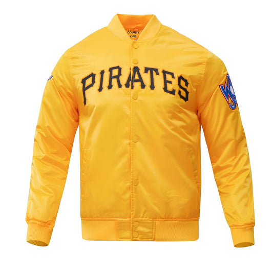 MLB Pittsburgh Pirates Varsity Jacket Golden Satin Baseball Jacket Team Varsity Jackets