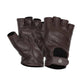 Fingerless Dark Brown Leather Gloves