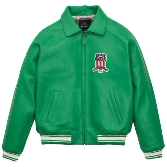 Men's Avirex Leather Jacket Iconic Avirex jacket (Green )