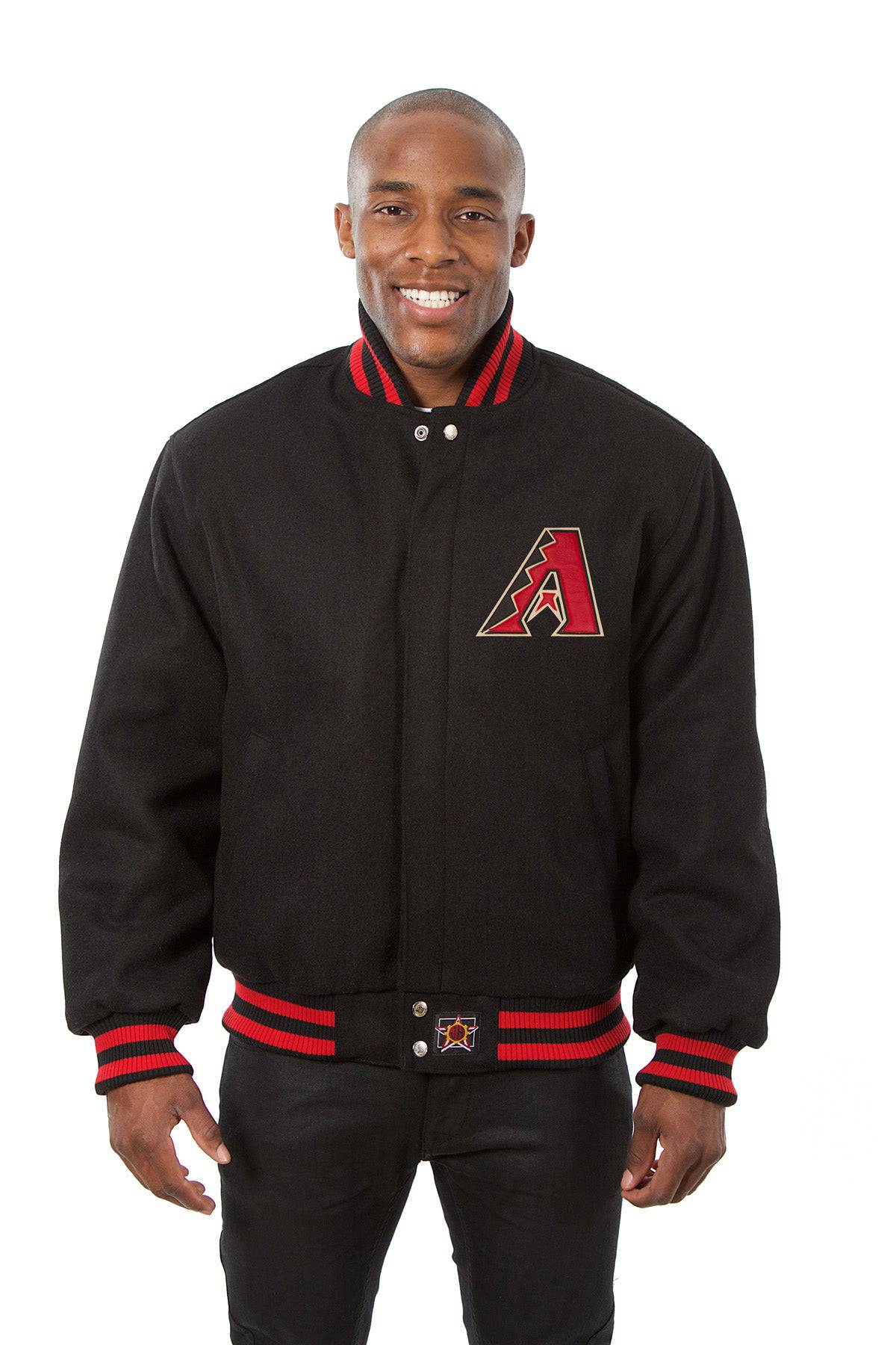 Arizona Diamondbacks Wool Jacket Handcrafted Leather Logos - Black