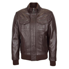 Premium Quality Mens Leather Bomber Flight Jacket Tom Brown