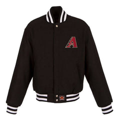 Arizona Diamondbacks JH Design Women's Embroidered Logo Full -Wool Jacket - Black