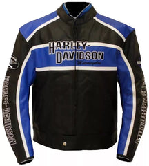 Harley Davidson Mens CLASSIC BLUE CRUISER Jacket Motorcycle Original Leather Jacket