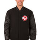 Atlanta Hawks  Leather & Wool  Reversible Jacket w/ Embroidered Logos - Black