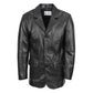 Mens Classic Three Button Soft Leather Blazer David Black