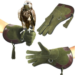 Bulk Pack of 10 Custom Left-Hand Falconry Gloves | Nubuck Leather Eagle, Hawk & Bird Handling Gloves for Cold Weather Training
