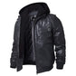 Premium Quality Men’s Real Leather Jacket with Removable Hood