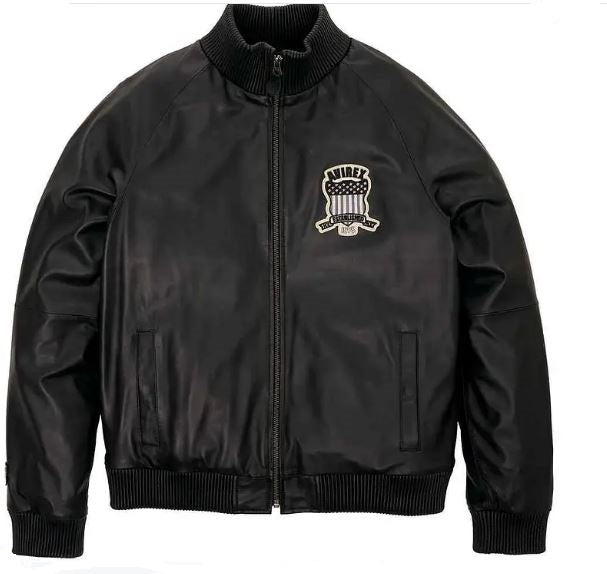 Avirex Apex Men’s Leather Track Pursuit Jacket - Black