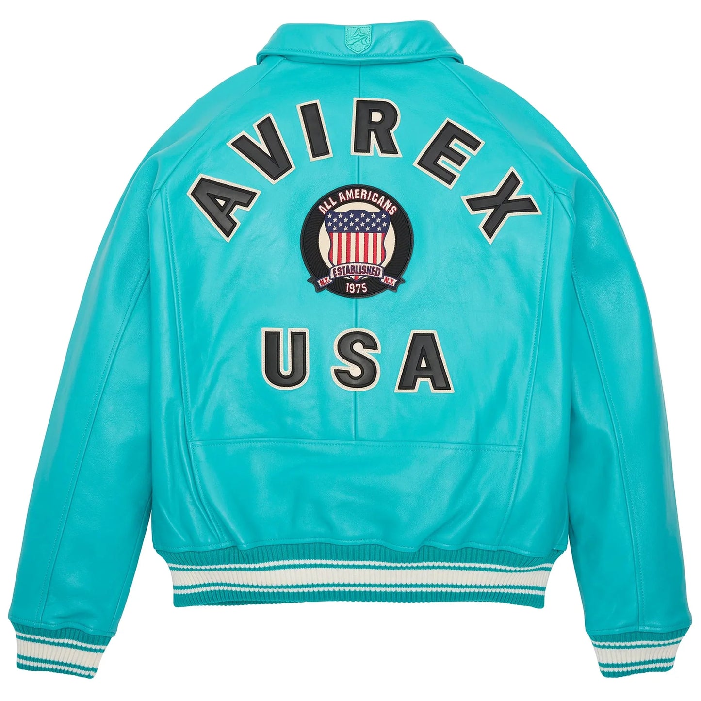 Men’s Avirex Leather Jacket Iconic Avirex Jacket (Blue Green)