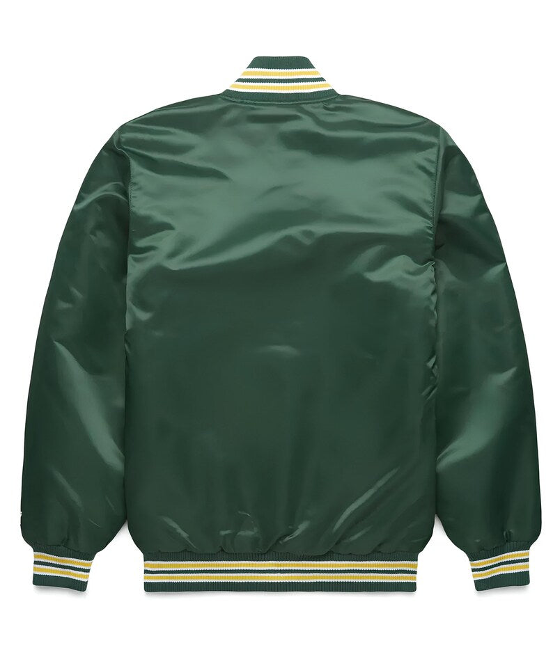 MLB Oakland Athletics Varsity Satin Jackets-Green