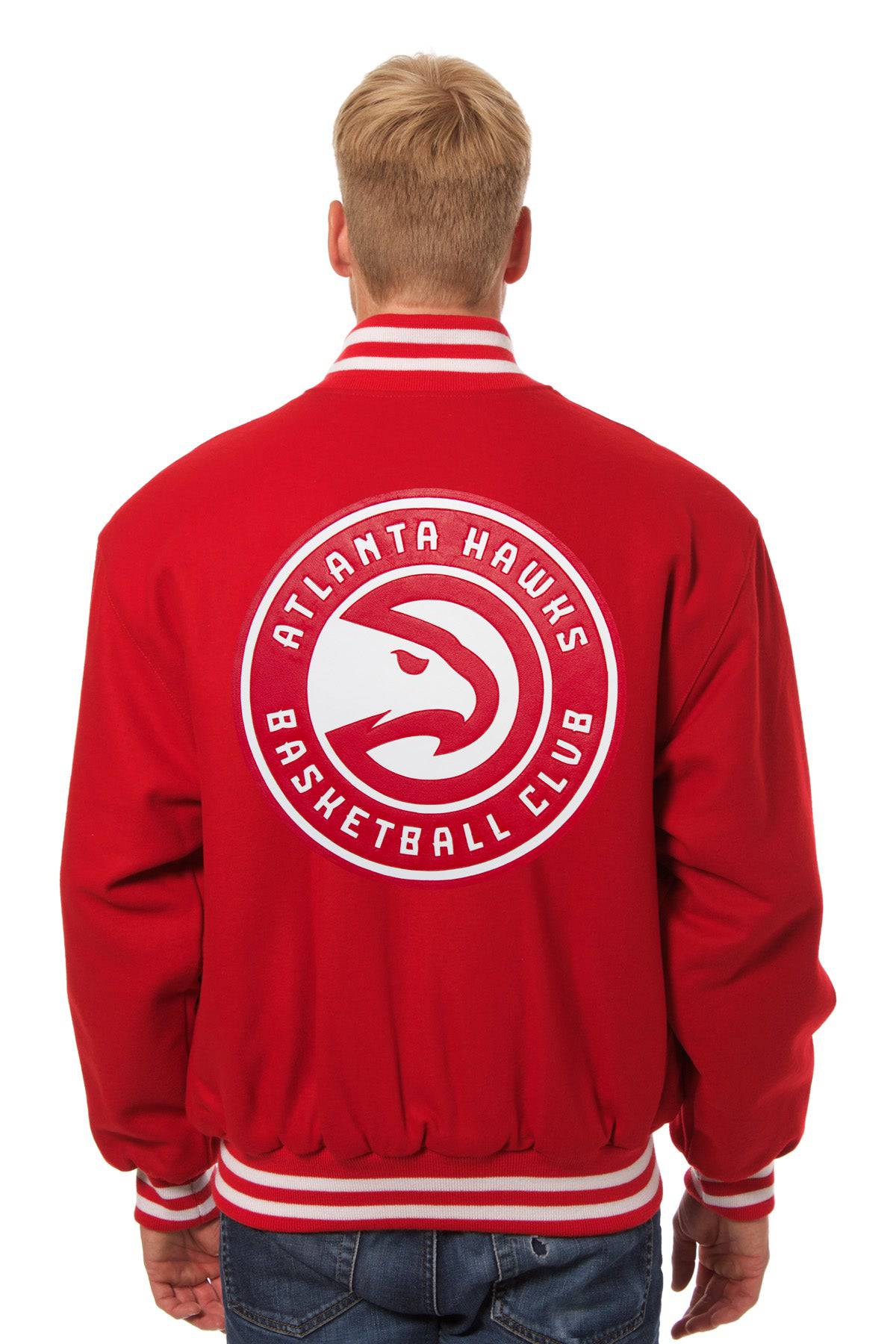 Atlanta Hawks Spacial Embroidered Handmade Wool Jacket - Red