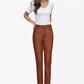 Straight Leg Brown Leather Pants for Women - Finest Real Leather Pants