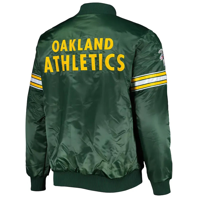 MLB Oakland Athletics Varsity Satin Jacket-Green