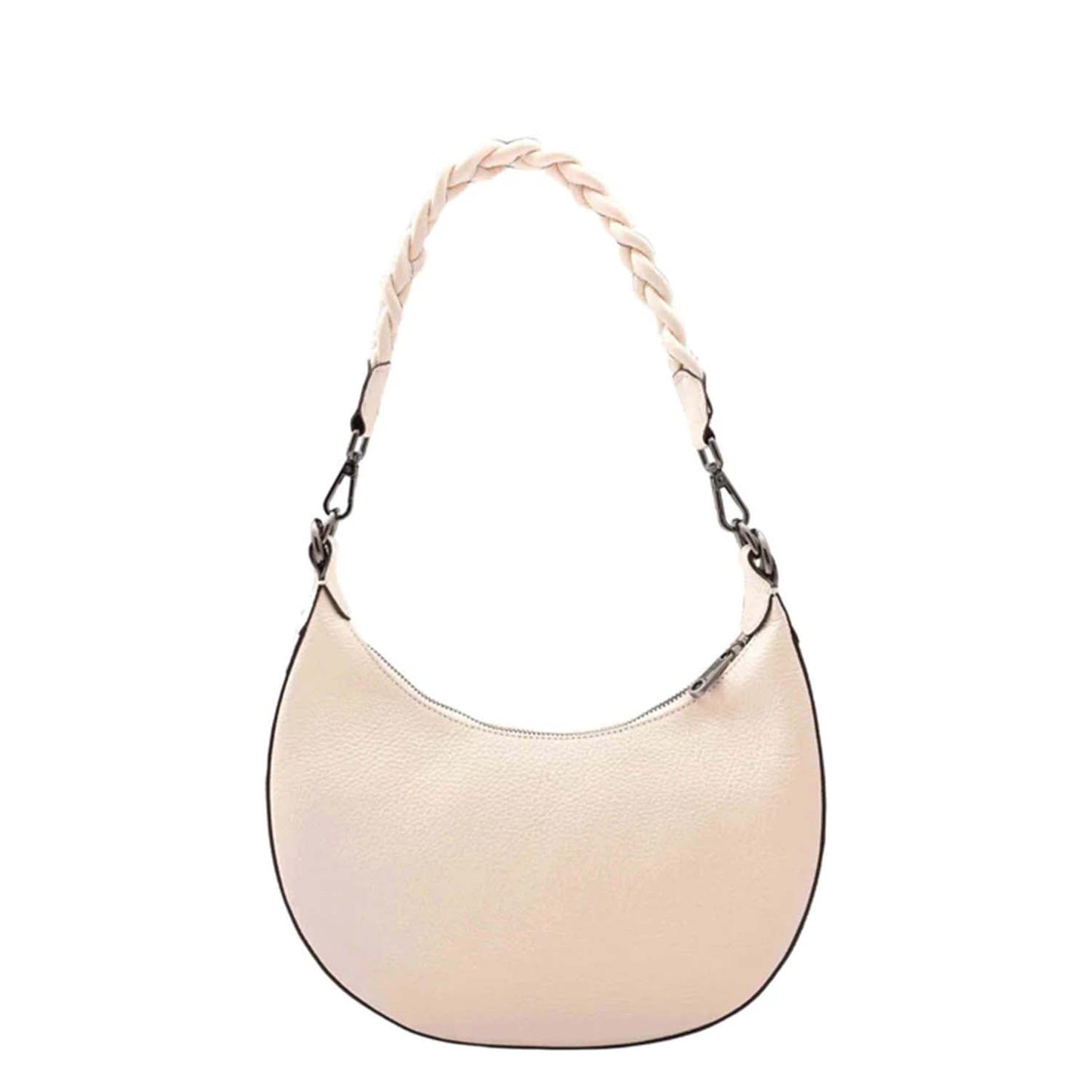 Womens Leather Twist Handle Strap Zip Cross Body Bag SARAH Off White