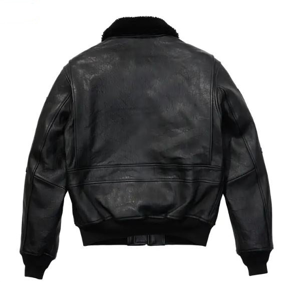 Avirex Black G-1 Bomber men’s Leather Jacket-Black