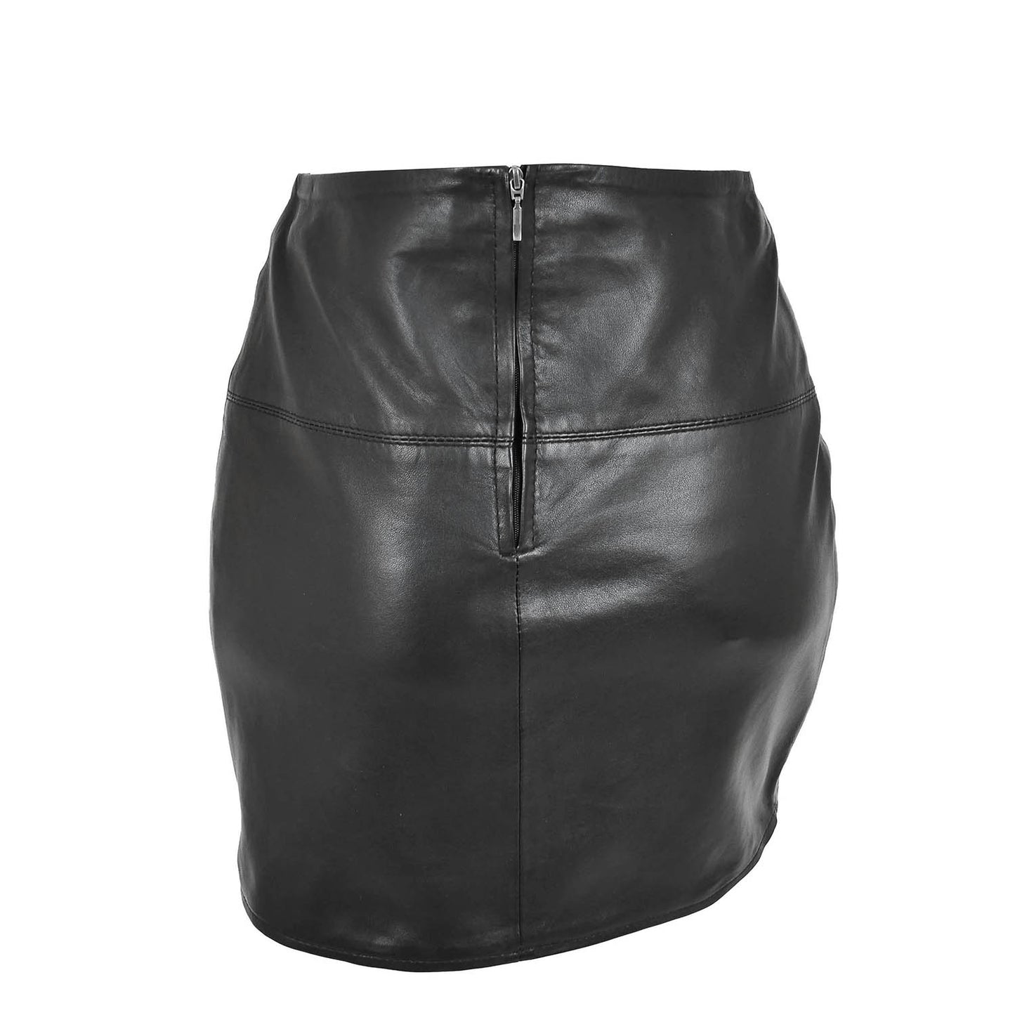 Ladies Leather 16inch Mini Length Pencil Skirt SKT5 Black