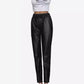 Womens Black High Waist Leather Pants - Superior Quality Design