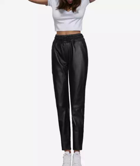 Womens Black High Waist Leather Pants - Superior Quality Design – HTTC ...