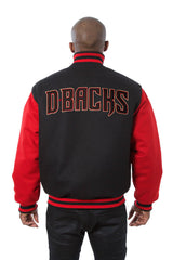 Arizona Diamondbacks Two-Tone Wool Jacket Handcrafted Leather Logos - Black/Red