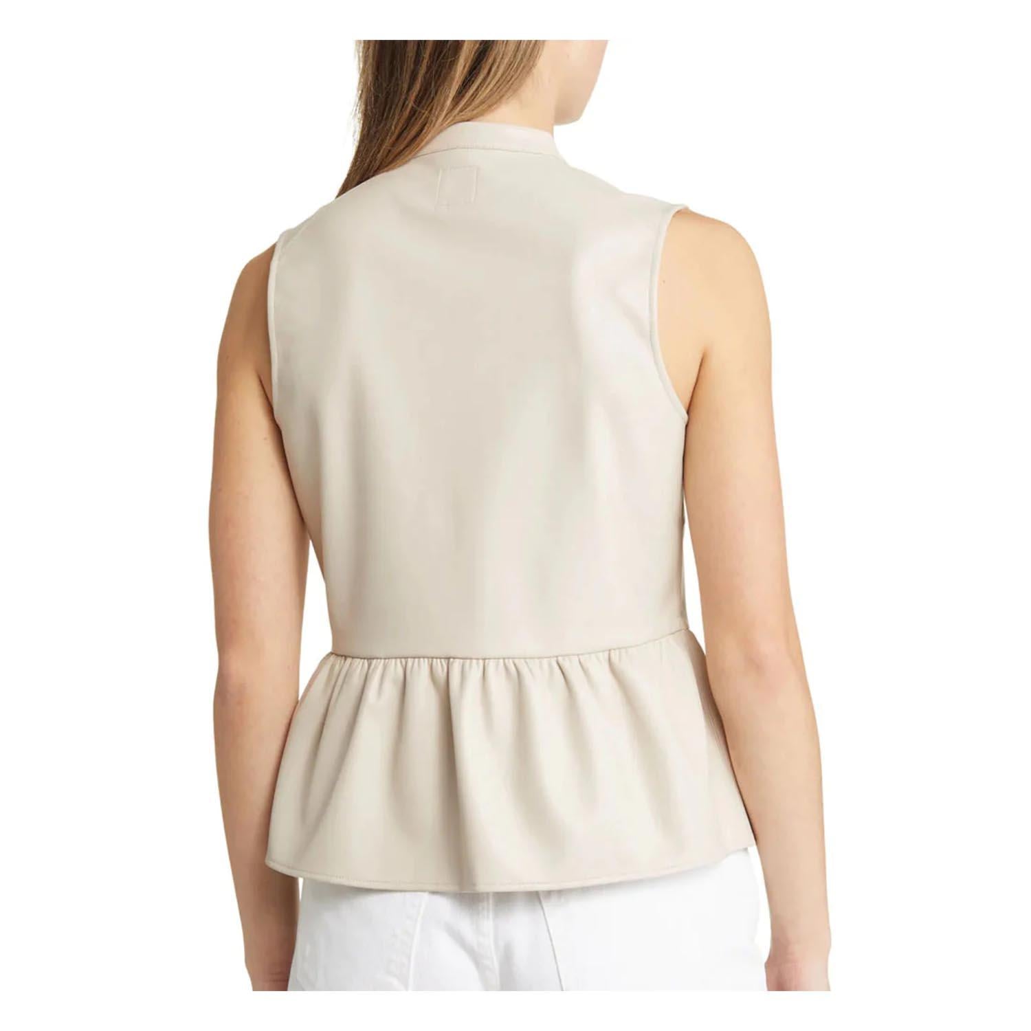 Off White Minimal Peplum Women’s Original Leather Tank Top