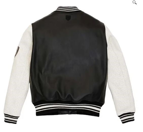 Avirex Script USA Varsity Leather Jacket- Black