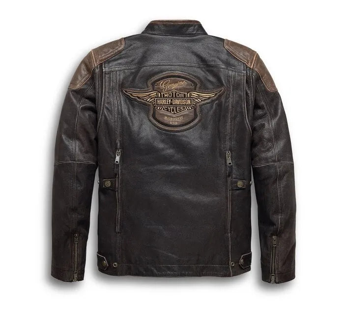 Men's Handmade Harley Davidson Triple Vent Passing Leather Motorcycle Jackets