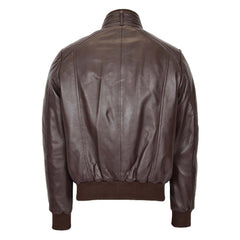 Premium Quality Mens Leather Bomber Flight Jacket Tom Brown