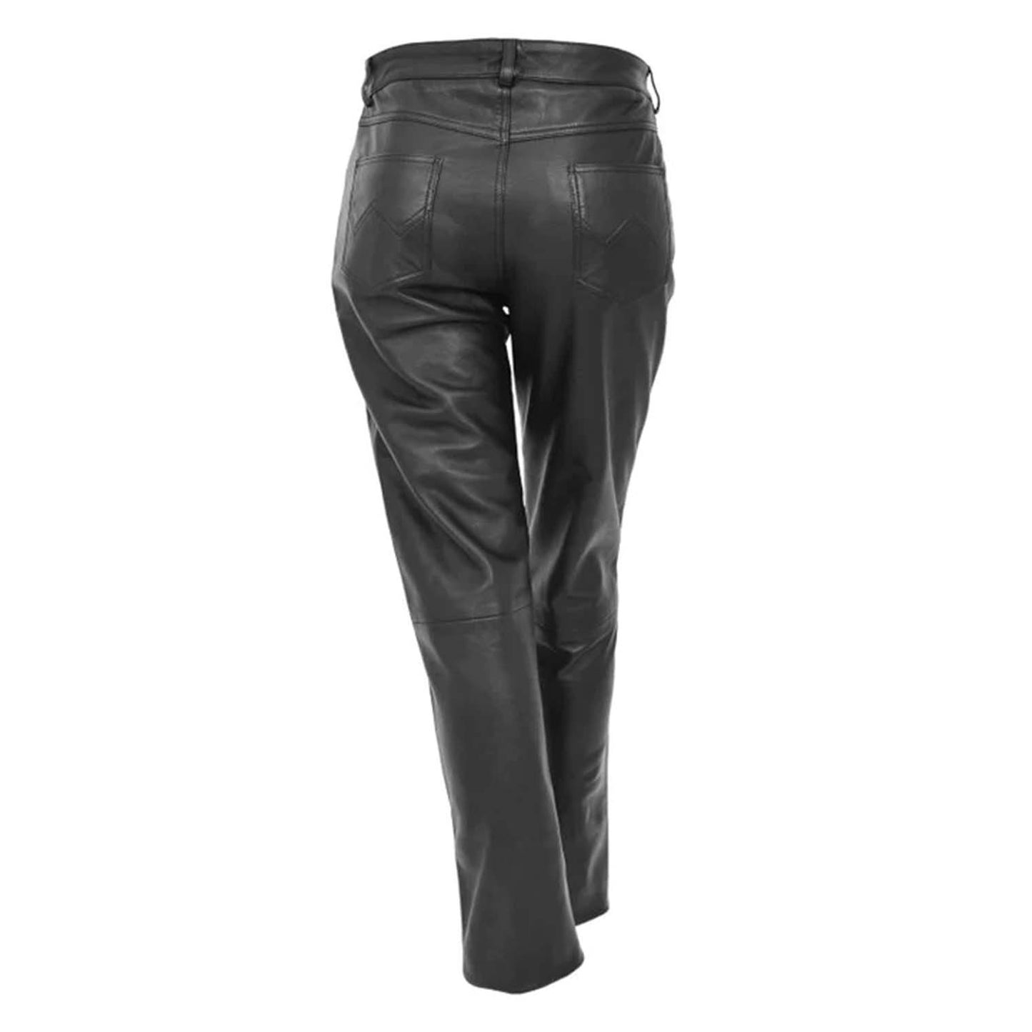 Ladies Leather Slim Fit Trousers Black