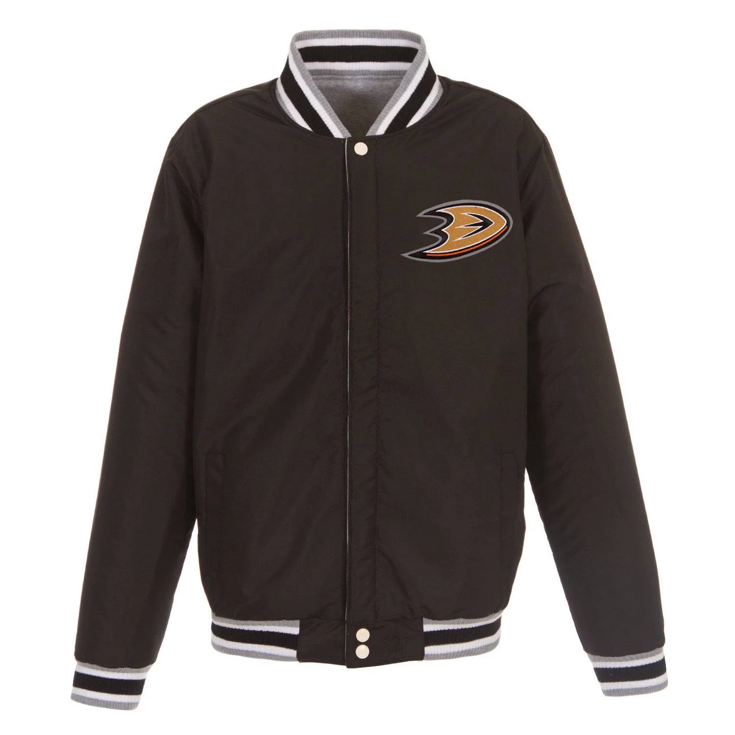 NHL Anaheim DucksTwo-Tone Reversible Fleece Jacket  JH Design  - Gray/Black